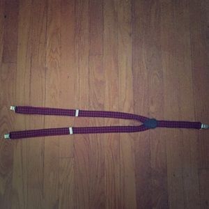 Red Gingham Print Suspenders